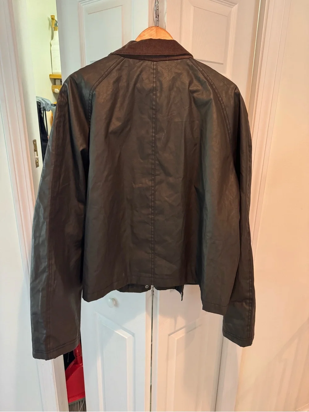 ASOS Brown Leather Utility Jacket with Contrasting Collar